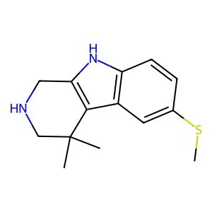 9H-Pyrido(3,4-b)indole, 1,2,3,4-tetrahydro-4,4-dimethyl-6-methylthio- structure