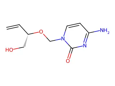 2(1H)-Pyrimidinone, 4-amino-1-(((1-(hydroxymethyl)-2-propenyl)oxy)methyl)- structure
