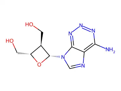 2,3-Oxetanedimethanol, 4-(4-amino-7H-imidazo(4,5-d)-1,2,3-triazin-7-yl)-, (2S-(2-alpha,3-beta,4-alpha))- structure