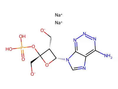 2,3-Oxetanedimethanol, 4-(4-amino-7H-imidazo(4,5-d)-1,2,3-triazin-7-yl)-2- (dihydrogenphosphate), disodium salt, (2S-(2-alpha,3-beta,4-alpha))- structure