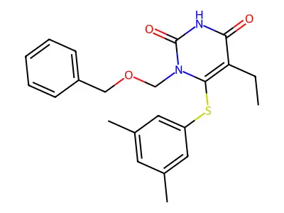 1-Benzyloxymethyl-5-ethyl-6-(3,5-dimethylphenylthio)uracil structure