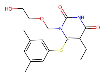 6-((3,5-Dimethylphenyl)thio)-5-ethyl-1-((2-hydroxyethoxy)methyl)uracil structure