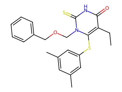 1-Benzyloxymethyl-5-ethyl-6-(3,5-dimethylphenylthio)-2-thiouracil structure