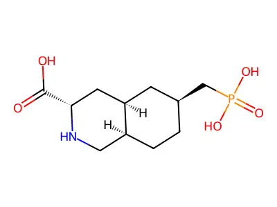 (3S,4aR,6S,8aR)-Decahydro-6-(phosphonomethyl)-3-isoquinolinecarboxylic acid structure