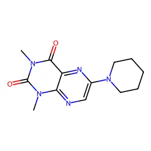 1,3-Dimethyl-6-(1-piperidinyl)-2,4(1H,3H)-pteridinedione structure