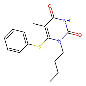 1-Butyl-6-(phenylthio)thymine structure