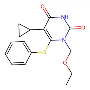 5-Cyclopropyl-1-ethoxymethyl-6-(phenythio)uracil structure