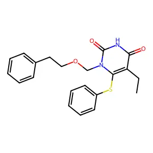 5-Ethyl-1-((phenethyloxy)methyl)-6-(phenylthio)uracil structure