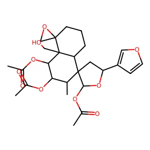 (2S,2'S,3'S,5S)-5-(3-Furyl)-4a'-(hydroxymethyl)-2'-methyldecahydrodispiro(furan-3,1'-naphthalene-5',2''-oxirane)-2,3',4'-triyl triacetate structure