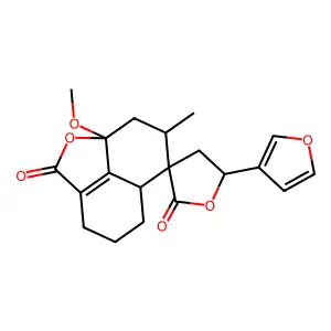 Spiro(furan-3(2H),6'-(6H)naphtho(1,8-bc)furan)-2,2'(4'H)-dione, 5-(3-furanyl)-3',4,5,5',5'a,7',8',8'a-octahydro-8'a-methoxy-7'-methyl-, (5'aS-(5'aalpha,6'beta(R*),7'beta,8'aalpha))- structure