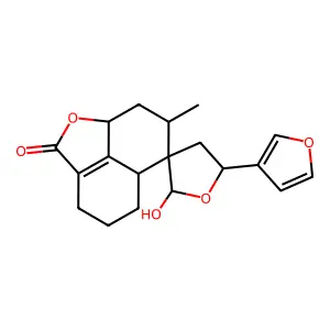 5-(Furan-3-yl)-2-hydroxy-7'-methyl-3',4,5,5',5a',7',8',8a'-octahydrospiro(furan-3,6'-naphtho(1,8-bc)furan)-2'(4'H)-one structure