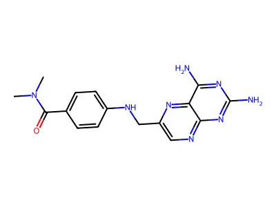 (4-(((2,4-diaminopteridin-6-yl)methyl)amino)phenyl)-N,N-dimethylcarboxamide structure