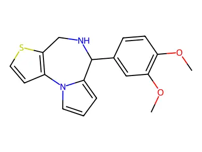 5,6-Dihydro-6-(3,4-dimethoxyphenyl)-4H-pyrrolo(1,2-a)thieno(2,3-f)(1,4)diazepine structure
