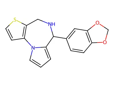 5,6-Dihydro-6-(1,3-benzodioxol-5-yl)-4H-pyrrolo(1,2-a)thieno(2,3-f)(1,4)diazepine structure