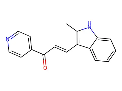 (E)-3-(2-methyl-1H-indol-3-yl)-1-pyridin-4-ylprop-2-en-1-one structure