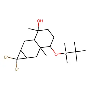 1,1-Dibromo-3-(tert-butyl-dimethylsilyl)oxy-2a,6-dimethyl-1a,2,3,4,5,6a,7,7a-?octahydrocyclopropa(g)naphthalen-6-ol structure