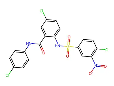 5-Chloro-2-(((4-chloro-3-nitrophenyl)sulfonyl)amino)-N-(4-chlorophenyl)benzamide structure