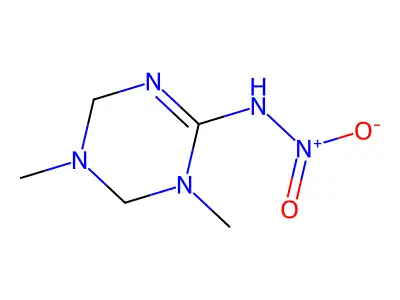 N-(1,5-Dimethyl-1,4,5,6-tetrahydro-1,3,5-triazin-2-yl)nitramide structure