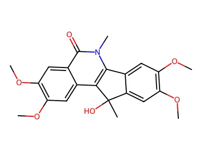 (+-)-11-Hydroxy-5,11-dimethyl-2,3,8,9-tetramethoxy-11H-indeno(1,2-c)isoquinolone structure