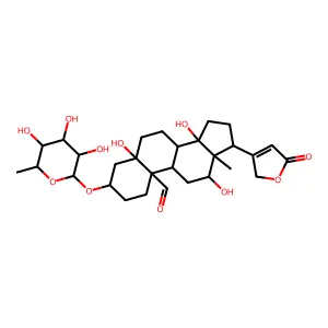3-[(6-Deoxyhexopyranosyl)oxy]-5,12,14-trihydroxy-19-oxocard-20(22)-enolide structure