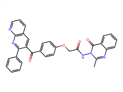 Acetamide, N-(2-methyl-4-oxo-3(4H)-quinazolinyl)-2-(4-((2-phenyl-1,8-naphthyridin-3-yl)carbonyl)phenoxy)- structure