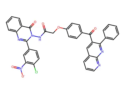 Acetamide, N-(2-(4-chloro-3-nitrophenyl)-4-oxo-3(4H)-quinazolinyl)-2-(4-((2-phenyl-1,8-naphthyridin-3-yl)carbonyl)phenoxy)- structure