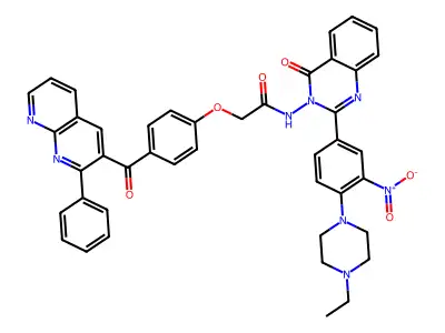 Acetamide, N-(2-(4-(4-ethyl-1-piperazinyl)-3-nitrophenyl)-4-oxo-3(4H)-quinazolinyl)-2-(4-((2-phenyl-1,8-naphthyridin-3-yl)carbonyl)phenoxy)- structure