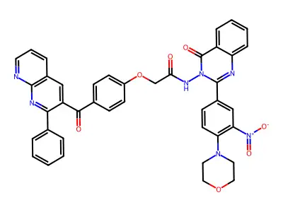 Acetamide, N-(2-(4-(4-morpholinyl)-3-nitrophenyl)-4-oxo-3(4H)-quinazolinyl)-2-(4-((2-phenyl-1,8-naphthyridin-3-yl)carbonyl)phenoxy)- structure