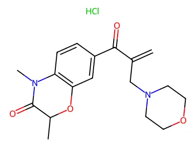 2H-1,4-Benzoxazin-3(4H)-one, 2,4-dimethyl-7-(4-morpholinylmethyl)-1-oxo-2-propenyl)-, monohydrochloride structure