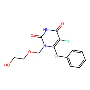 1-((2-Hydroxyethoxy)methyl)-6-(phenylselenenyl)-5-fluorouracil structure