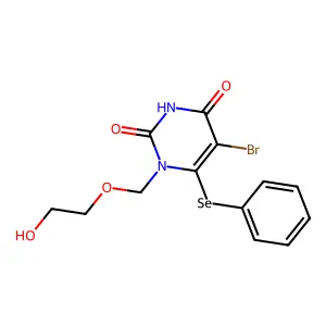 1-((2-Hydroxyethoxy)methyl)-6-(phenylselenenyl)-5-bromouracil structure