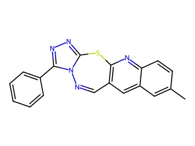 1,2,4-Triazolo(3',4':2,3)(1,3,4)thiadiazepino(7,6-b)quinoline, 9-methyl-3-phenyl- structure