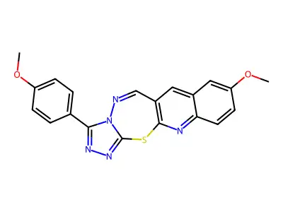 9-Methoxy-3-(4-methoxyphenyl)-1,2,4-triazolo(3',4':2,3)(1,3,4)thiadiazepino(7,6-b)quinoline structure