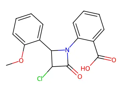 Benzoic acid, 2-(3-chloro-2-(2-methoxyphenyl)-4-oxo-1-azetidinyl)- structure