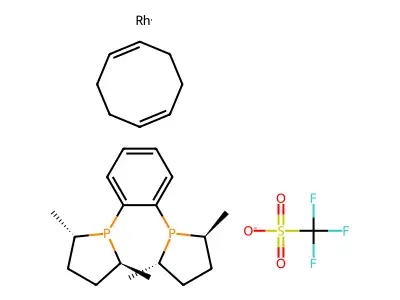 (+)-1,2-Bis((2S,5S)-2,5-dimethylphospholano)benzene(1,5-cyclooctadiene)rhodium(I)trifluoromethanesulfonate structure