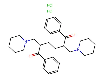 1,6-Hexanedione, 2,5-bis(1-piperidinylmethyl)-1,6-diphenyl-, dihydrochloride structure
