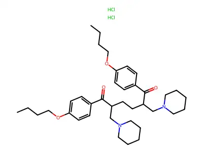 1,6-Bis(4-butoxyphenyl)-2,5-bis(1-piperidinylmethyl)-1,6-hexanedione dihydrochloride structure