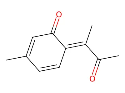 3-Methyl-6-(3-oxobutan-2-ylidene)cyclohexa-2,4-dien-1-one structure
