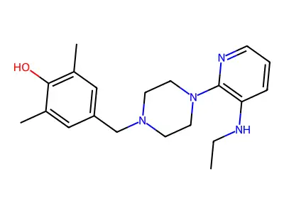 Phenol, 4-((4-(3-(ethylamino)-2-pyridinyl)-1-piperazinyl)methyl)-2,6-dimethyl- structure