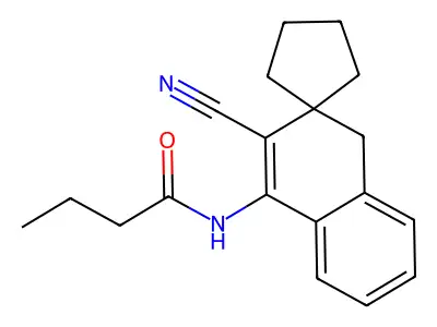 N-(3'-cyano-1'H-spiro[cyclopentane-1,2'-naphthalen]-4'-yl)butanamide structure