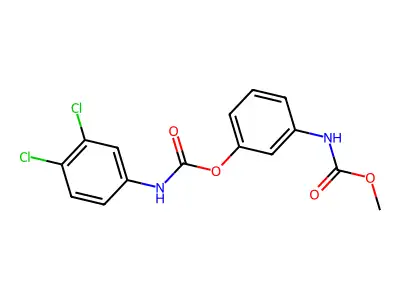 Carbamic acid, (3,4-dichlorophenyl)-, 3-((methoxycarbonyl)amino)phenyl ester structure