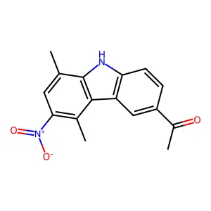 1,4-Dimethyl-6-acetyl-3-nitrocarbazole structure