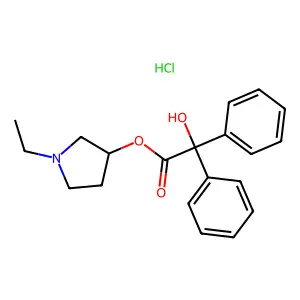 Benzilic acid, 1-ethyl-3-pyrrolidinyl ester, hydrochloride structure