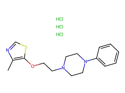 Piperazine, 1-(2-((4-methyl-5-thiazolyl)oxy)ethyl)-4-phenyl-, trihydrochloride structure