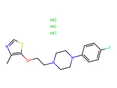 Piperazine, 1-(4-fluorophenyl)-4-(2-((4-methyl-5-thiazolyl)oxy)ethyl)-, trihydrochloride structure