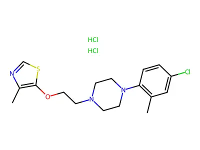 Piperazine, 1-(4-chloro-2-methylphenyl)-4-(2-((4-methyl-5-thiazolyl)oxy)ethyl)-, dihydrochloride structure