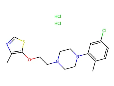 Piperazine, 1-(5-chloro-2-methylphenyl)-4-(2-((4-methyl-5-thiazolyl)oxy)ethyl)-, dihydrochloride structure