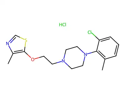 Piperazine, 1-(2-chloro-6-methylphenyl)-4-(2-((4-methyl-5-thiazolyl)oxy)ethyl)-, monohydrochloride structure