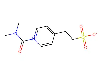2-[1-(Dimethylcarbamoyl)pyridin-1-ium-4-yl]ethanesulfonic acid structure