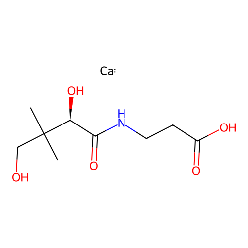 3-[(2R)-2,4-dihydroxy-3,3-dimethylbutanamido]propanoic acid calcium structure